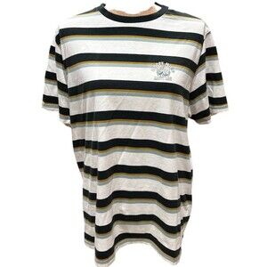 Denim & Flower Womens XL Striped Graphic T-Shirt Happy Mind Happy Life